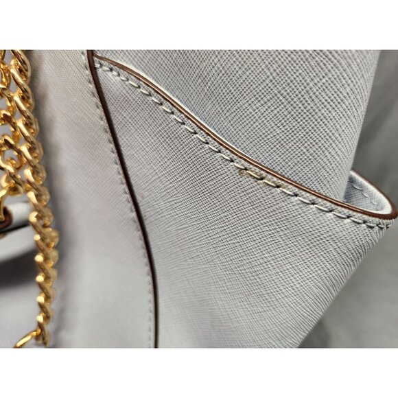 Michael Kors Jet Set Travel Tote Chain Shoulder Leather Blue Pre-Owned! - Picture 11 of 12